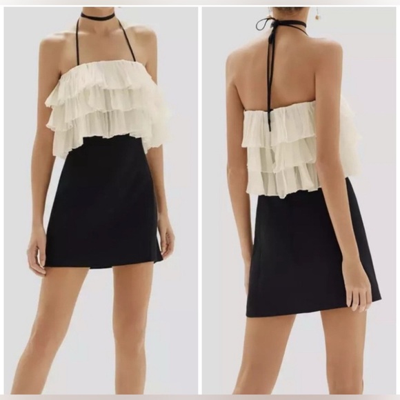 Alexis Dolci mini Dress. $625 retail. Black with ruffle detail on the bust. - Picture 3 of 11